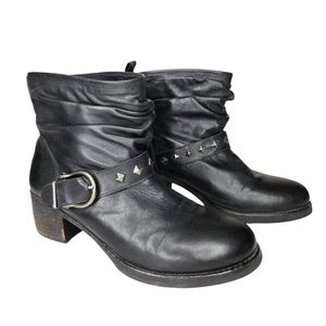 Tara M Dusty Slouchy Moto Boots Black Leather Women's 10